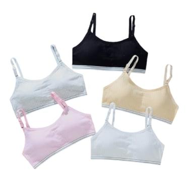 Imagem de Jeserom Sutiã esportivo para meninas grandes sem fio acolchoado leve para iniciantes 10-16 anos, Estilo A - pacote com 5, 10-16 Anos