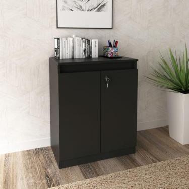 Imagem de Balcão para Escritório com 2 Portas e Chave ME4149 Preto TecnoMobili