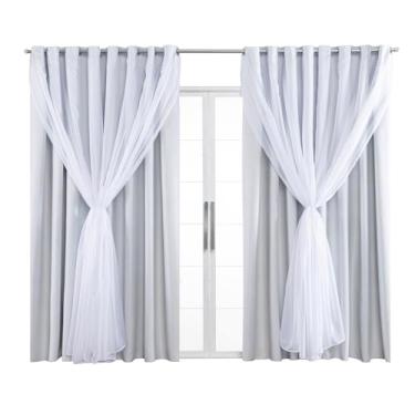 Imagem de Cortina Blackout Tecido Com Voil 5,00M x 2,40M Sala Quarto Escritorio Para Varão Simples