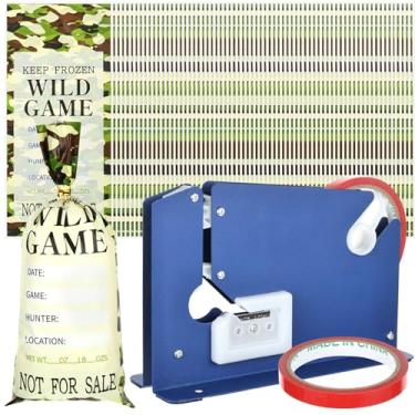 Imagem de 300 unidades de sacos para congelador de carne de porco moída de 500 g com fita seladora, 2 fitas de vedação, hambúrguer de salsicha, carne de caça selvagem para embalagem, armazenamento