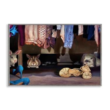 Imagem de Stupell Industries Arte giclée emoldurada cinza Bunnies Under Closet, design por Lucia Heffernan, 61 x 40 cm