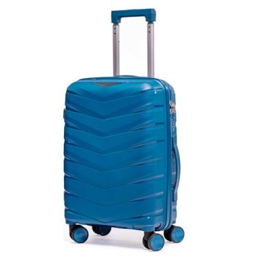 Imagem de Mala De Bordo 10Kg Polipropileno Medidas 55x35x25 Padrão Anac Mala De Viagem Pequena De Mão 4 Rodas Duplas 360° Cadeado Segredo Zíper Antifurto Rígida Leve (AZUL TURQUESA, PEQUENA)