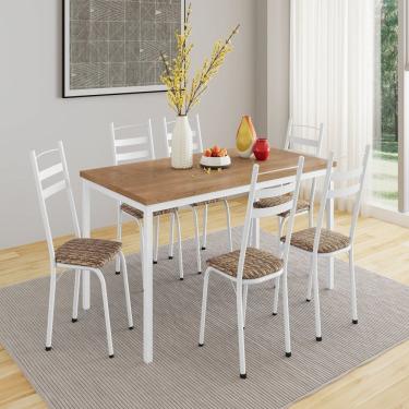 Imagem de Conjunto de Mesa com 6 Cadeiras Adriana Branco/ Rattan/ Demolição