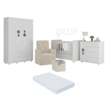 Imagem de Quarto Completo com Colchão, Poltrona de Amamentação e Puff Pimpolho M