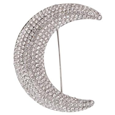 Imagem de Broche de lua de completo broche de terno broche de metal broche de joias broche de lua broche de crachá roupas jaqueta broche broche de xale estético liga strass Miss, 6X5CM, Couro