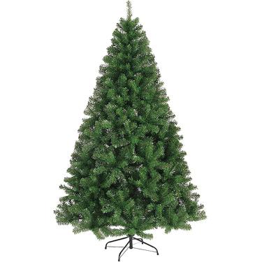 Imagem de Árvore de Natal artificial de 5 pés vermelha com dicas de brâmane espessoso, árvore de Natal grande interna externa com suporte de metal, decoração colorida do festival de pinheiros de Natal