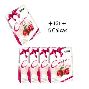 Imagem de Kit 5 Caixas Cereja - Bombons C/ Licor e Cereja 195g - MONTEVÉRGINE