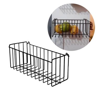 Imagem de Cesto Fruteira de Parede 25x11cm Aramado para Cozinha Banheiro Lavanderia Organização Multiuso N2