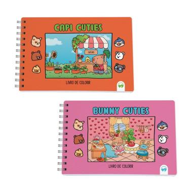 Imagem de Kit 2 Livro De Colorir Cuties 128 Páginas Capi E Bunny
