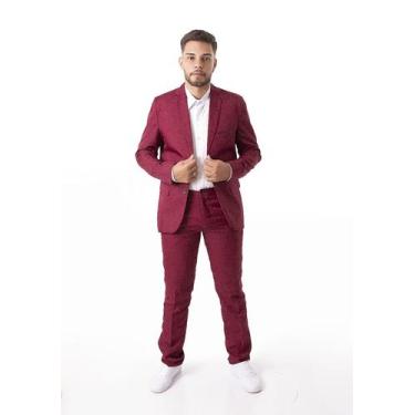 Imagem de Terno Oxford Slim Masculino Social 9 Cores - Paleto+Calça Alves Alfaia