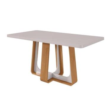 Imagem de Mesa de Jantar Retangular com Tampo de MDF 40 mm e Vidro Sintonia Off 