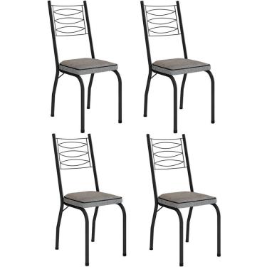 Imagem de Kit 4 Cadeiras Aço Carbono Tubular Metálica Acabamento D-25 Luana