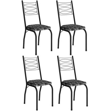 Imagem de Kit 4 Cadeiras Aço Carbono Tubular Metálica Acabamento D-25 Luana