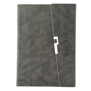 Imagem de Planner 2026 - Agenda de calendário diário (janeiro a dezembro de 2026), uma página por dia, agenda de horários com horários, 14,5 x 21 cm, papel grosso (cinza)