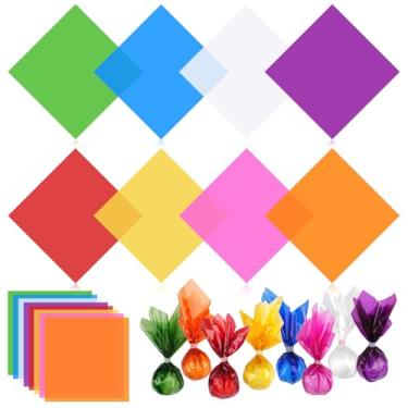 Imagem de PEASUG 120 Folhas De Celofane, Papel Celofane Colorido Para Embrulho, Plástico Transparente Projetos Artesanato "Faça Você Mesmo", Arte, Luzes, Decoração Janelas (30X30 Cm)