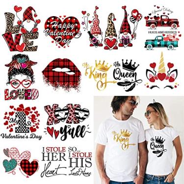 Imagem de Heflashor Adesivos De Transferência Térmica Para Roupas Htv, Diy, Bolsas, Chapéus, Travesseiros, Decorações Artesanais (Dia Dos Namorados Vermelho - 12 Peças)