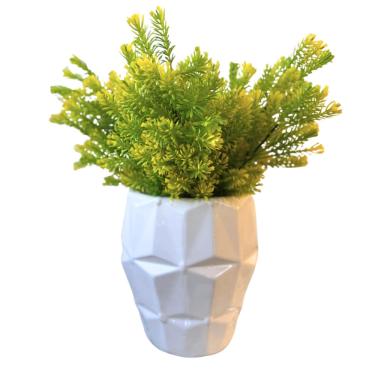 Imagem de Vaso Em Cerâmica Com Planta Branco Strasbourg Elements 15x16,5cm