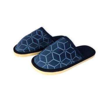 Imagem de Pantufa Masculina Estampada Azul, Tamanho 42/43, 28cm, Macia, Material Poliéster