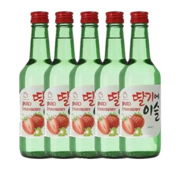 Imagem de Kit Com 5 Bebidas Coreana Destilada Soju Jinro 360Ml (Morango)