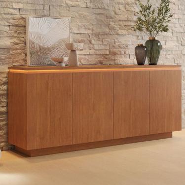 Imagem de Balcão Buffet Lux 4 Portas 1 Prateleira com Led 100% Mdf Naturallle - Mavaular