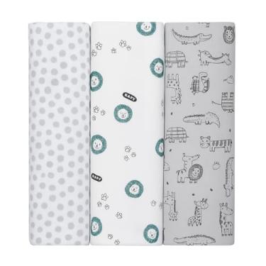 Imagem de Cueiro Flanelado Dupla Face 80x80cm 100% Algodão Unissex – Macio, Estampado, Confortável p/Bebê Recém-Nascido (Cinza/Branco)