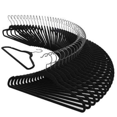 Imagem de Kit 100 Cabide Veludo Slim Antideslizante Ultra Fino(Preto)