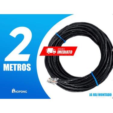 Imagem de Cabo De Rede Internet Profissional PRETO 2 Metros C/ Conector - SHOPDN