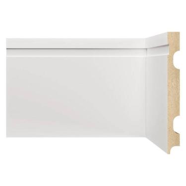 Imagem de Kit Rodapé de MDF 20 Barras Frisadas de 15cm x 2,40m Rende 48 Metros Moldufama Branco