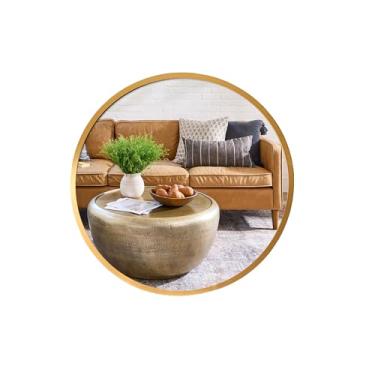 Imagem de SDlumeiy Espelho de parede redondo de ouro moderno emoldurado de alumínio de 30,5 cm, pequeno espelho emoldurado de metal para banheiro, sala de estar, entrada, decoração de corredor (ouro, 30 x 30)