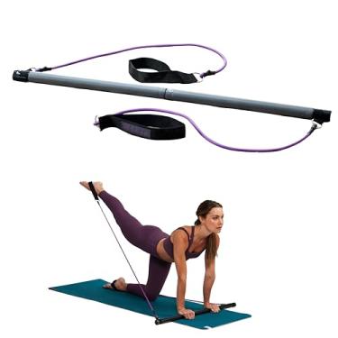 Imagem de Gaiam Kit restaurador de barra de Pilates – Inclui barra, dois cabos de resistência de 76,2 cm com alças anexadas para os pés | Guia de exercícios incluído