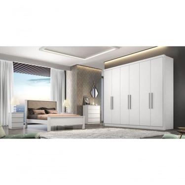 Imagem de Guarda Roupa Casal 100% Mdf 6 Portas 8 Gavetas - Rizon -branco - Móveis Horizonte