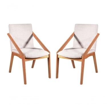 Imagem de Cadeiras Madeira Maciça Estofada Com Braço - Lírio - Harmonia Salas