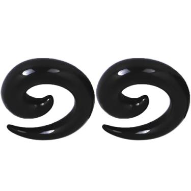 Imagem de 1 par 14 mm (9/40.6 cm) alargadores cônicos de caracol espiral de acrílico preto alargador de orelha alargador calibres medidor kit de alongamento de orelhas redemoinho túneis brincos conjunto de