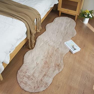 Imagem de Ghouse Tapete macio de pele de carneiro sintética 5 x 15 cm, marrom claro, bege, fofo, tapete felpudo para berçário, decoração de sala de estar, quarto, sala de jogos