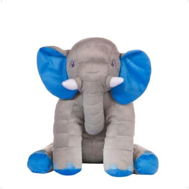 Imagem de Elefante De Pelúcia Velboa 60cm Macio E Fofo Antialérgico (Azul)
