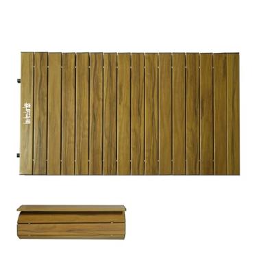 Imagem de 喜马拉雅 Mesa dobrável de aço de liga de alumínio, mesa dobrável para carrinho de jardim, vagão dobrável, metal, resistente, acampamento, ao ar livre, 95 x 54,9 cm (cor de madeira)
