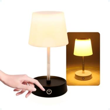 Imagem de Abajur Quarto Luminária Led De Mesa Criado Mudo Recarregável Touch Cabeceira De Quarto Luz Estudos (Abajur 360 Preto)