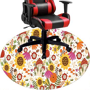 Imagem de Tapete de cadeira de escritório com flores, textura de flor, tapete de cadeira de mesa para piso de madeira de escritório em casa, protetor de piso de pilha baixa, redondo 78,7 cm
