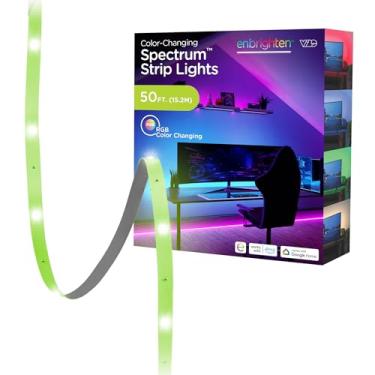 Imagem de Enbrighten Vibe Spectrum Fita de LED inteligente para interior, luz RGB que muda de cor, controle remoto e de voz, compatível com Alexa e Google Home, 15 metros, branco 84995
