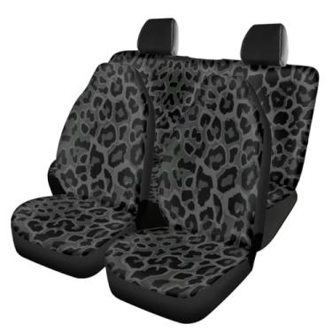 Imagem de DBBXHZJY Capas de assento de carro com estampa de leopardo preto, protetor de divisão do banco dianteiro e traseiro do veículo, acessórios automotivos de chita preta lavável, universal para SUV