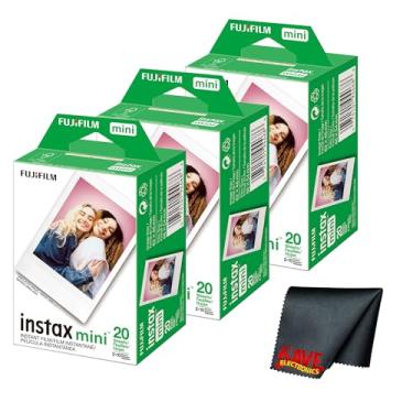 Imagem de Fujifilm Pacote de filme para câmera instantânea Instax Mini (exposição de fotos 60) com pano de limpeza de microfibra 6AVE