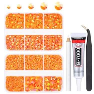 Imagem de qiipii 3060Pcs Resina Flatback Strass Laranja Ab Flatback Jelly Resina Strass 2Mm 3Mm 4Mm 5Mm 6Mm Pedras Preciosas Sem Hotfix Com Pinça E Caneta Seletora Para Copos, Canecas, Garrafas, Decoração De