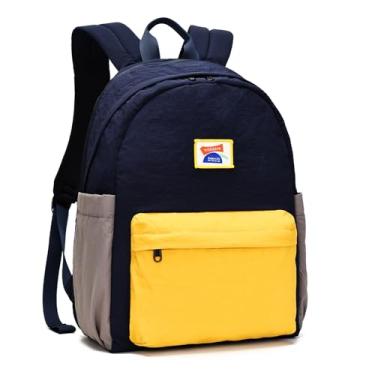 Imagem de willikiva Mochila infantil para escola meninos meninas adolescentes mochila impermeável jardim de infância pré-escola escola primária bolsa de viagem crianças (azul escuro, amarelo, médio)