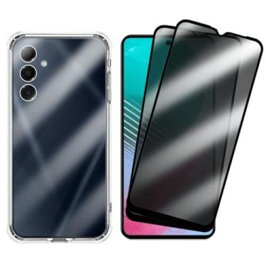 Imagem de Kit 2 Películas Anti-Espião Privacidade + Capa Antichoque Transparente com Bordas Reforçadas para Samsung Galaxy M54, Proteção Total