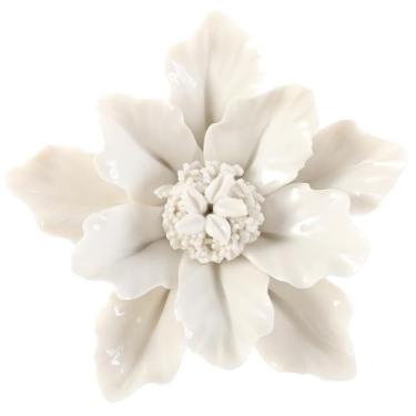 Imagem de ALYCASO Decoração de parede de flor de cerâmica arte 3D artesanal escultura de flores presentes modernos para sala de estar corredor quarto sala de jantar ao ar livre branco K8 15 cm