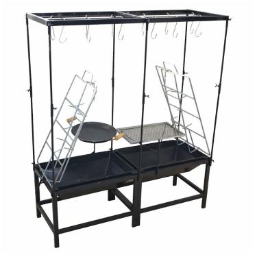 Imagem de Estação Churrasco Dupla Fogo Chão Picanheira Grelha e Varal