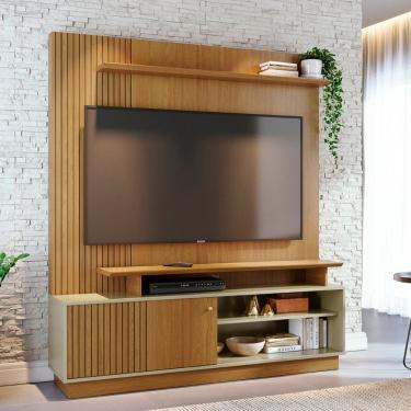 Imagem de Estante Home Frisado para TV até 65 Polegadas 1 Porta de Correr Ares Madetec