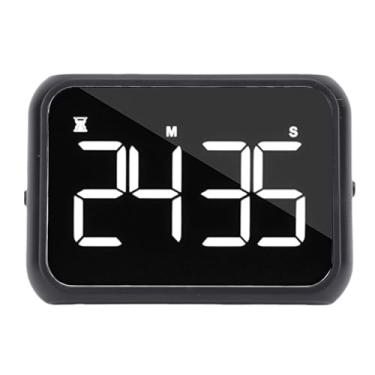 Imagem de Dpofirs Timer de Cozinha Digital, Grande Volume de Brilho Ajustável de LED, Design de Espelho, Cronômetro de Contagem Magnética para o Timer para o Trabalho Em Sala de Aula de Trabalho (Preto)