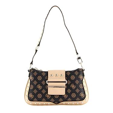 Imagem de GUESS Bolsa de ombro pequena feminina Greta Mocha, Mocha