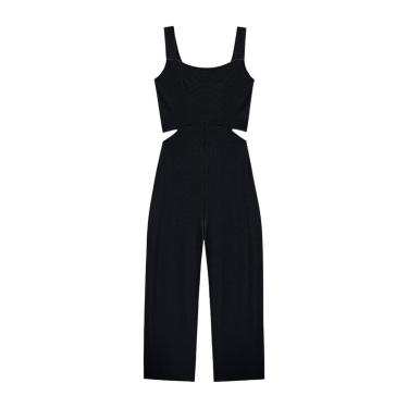 Imagem de Macacão Longo Lunender Canelado Com Alça Preto Tam. M-Feminino